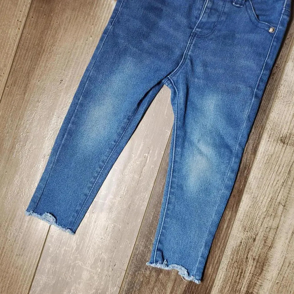 Jessica Simpson Toddler Girl Size 18m Skinny Jeans Medium Wash Blue Raw Hem - Picture 14 of 15